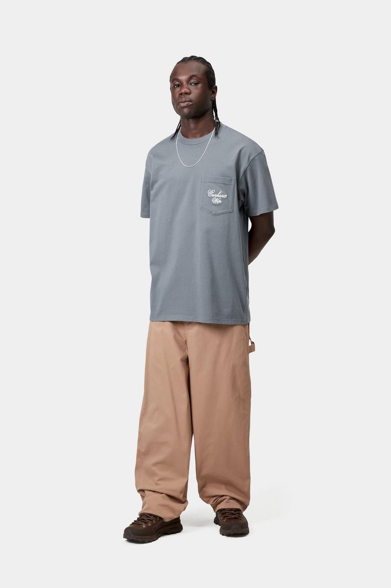 Carhartt S/S Longhand Pocket T-Shirt - Cozy Blue / White
