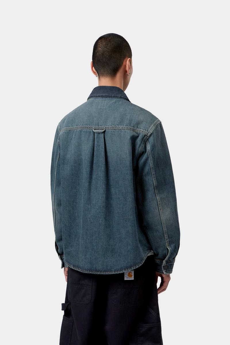 Carhartt Oakland Shirt Jac - Blue / Dark Navy, Worn used wash