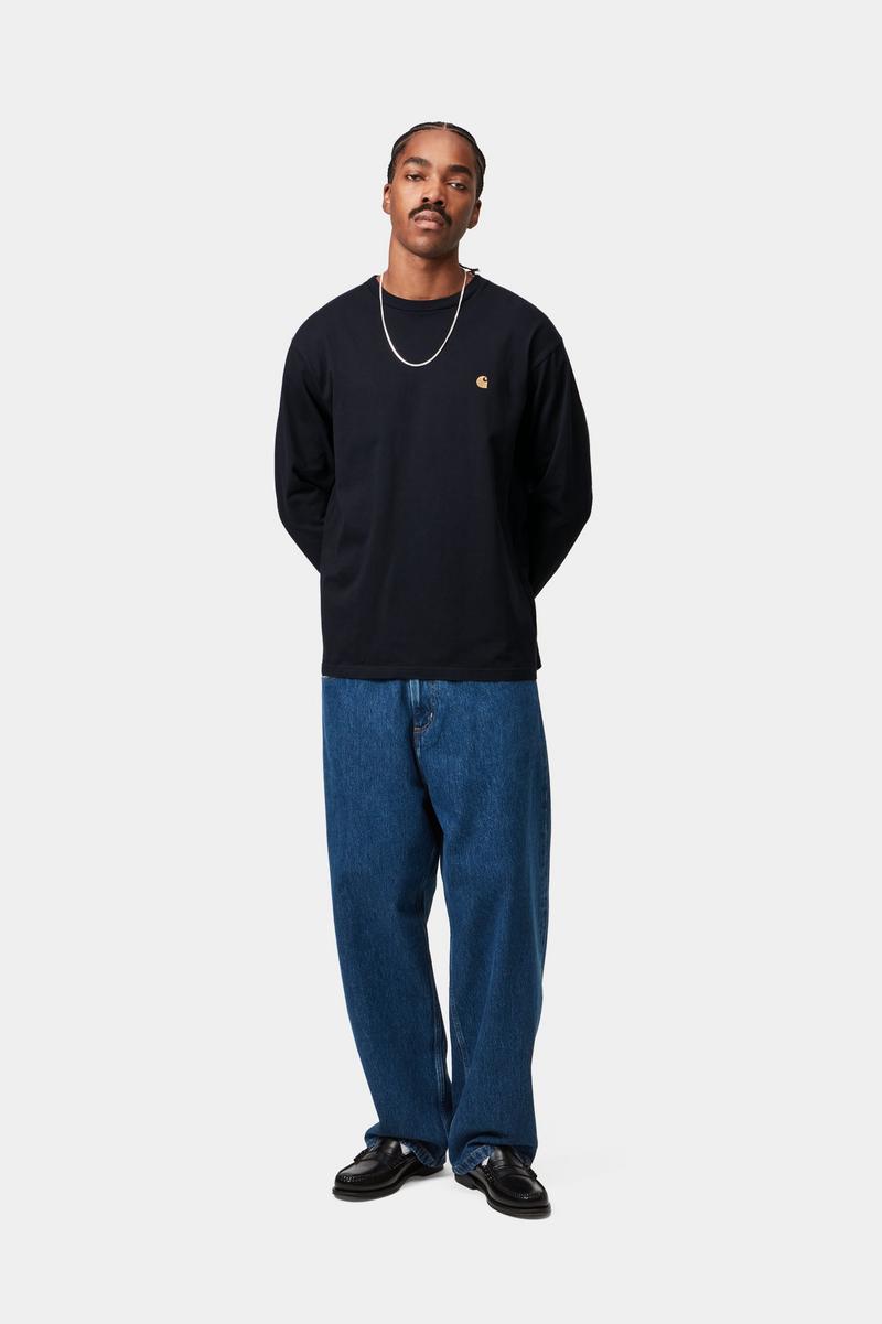 Carhartt L/S Chase T-Shirt - Dark Navy / Gold