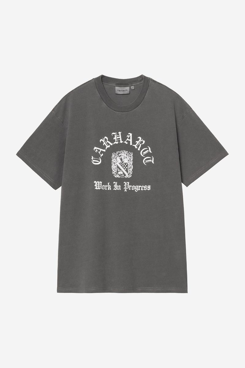 Carhartt S/S Coat Of Arms T-Shirt - Black, Garment dyed