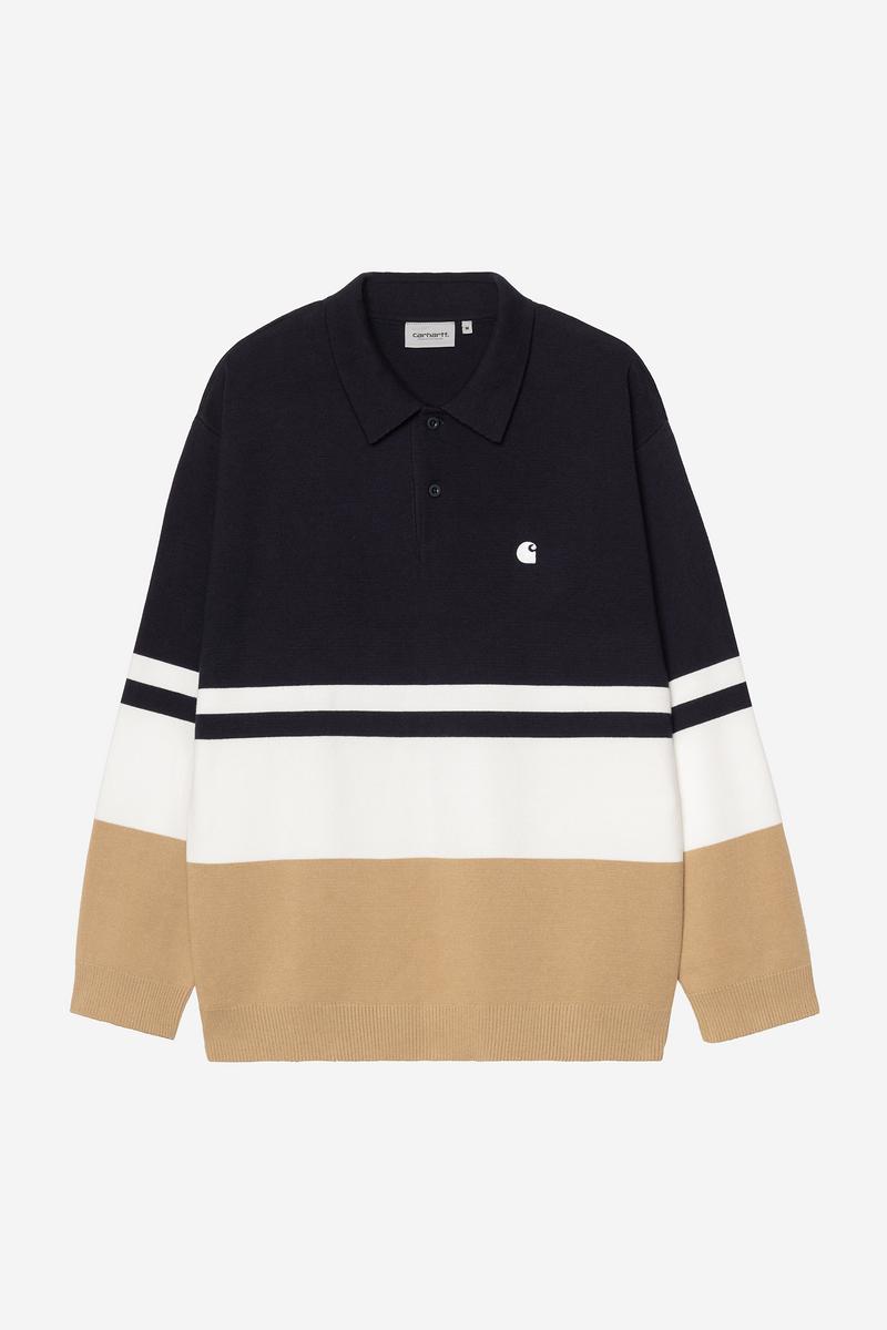 Carhartt L/S Austin Polo - Rugby Jacquard, Dark Navy